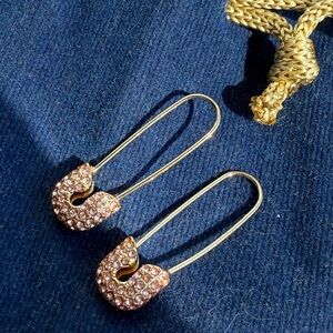 Elegant Gold and Pink Crystal Earrings
